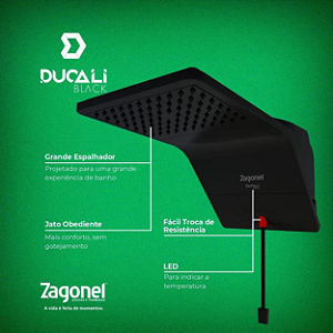 Ducha Zagonel Ducali Eletronica Black 7500w 220v